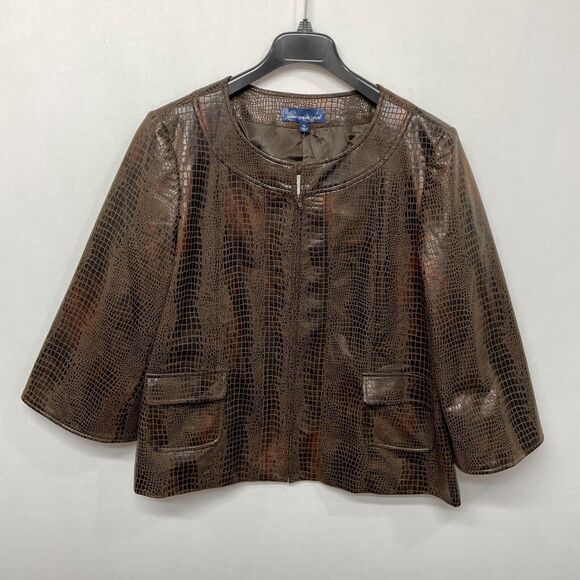 Susan Graver Women Full Zip Brown Jacket Size XL X-Large B334 -25 - Picture 1 of 16